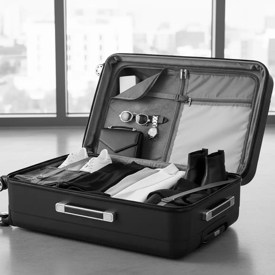 Destination capsule wardrobe prepared for luxury travel